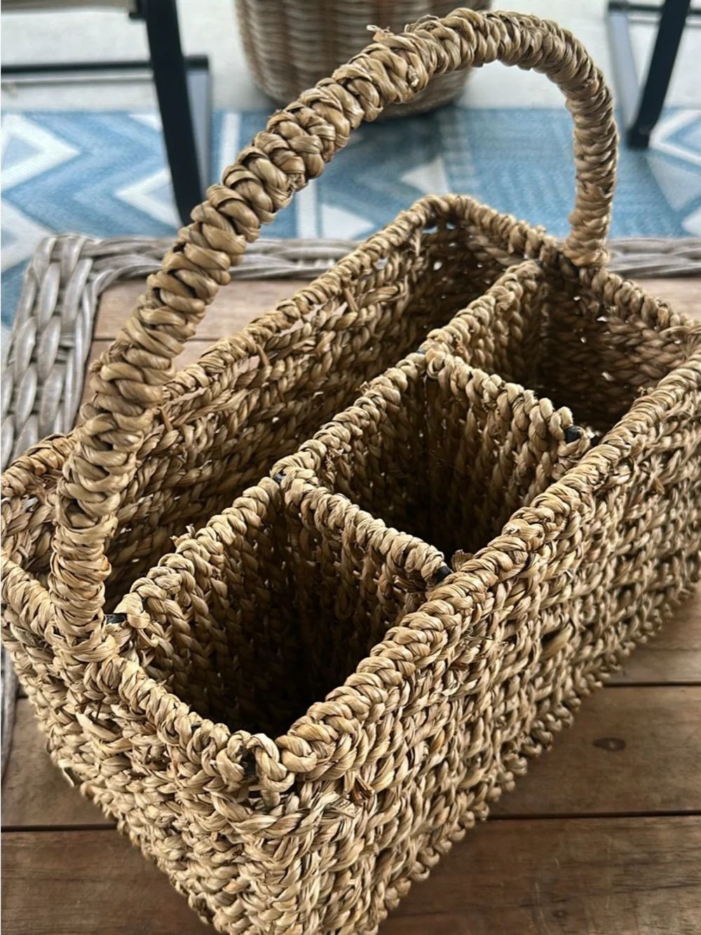 Wicker Sectioned Basket with Handle